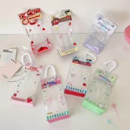 Cartoon Four Clover PVC Transparent Backpack Pendant Keychain Doll Bag Cute Storage Anime Figure Decoration Display Bag GirlGift