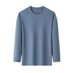 Men's Solid Color Round Neck Cotton Long Sleeved T-shirt Summer Comfortable Top