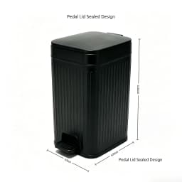 Apartment Dorm Essential Square Pedal Trash Can, Vertical Ribbed Matte Plastic Waste Bin with Bag Fixing Rim, Dual Foot & Press Lid, Odor Blocking Household Garbage Bin for Bedroom, Bathroom & Home Office