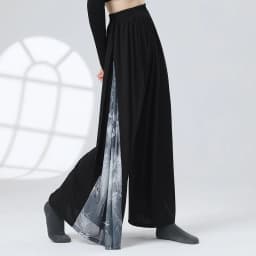 UMI MAO Chinese Style Pants Patchwork Ink Water Yarn Diagonal Collar Design, Long Sleeved Modern Dance Body Shape Clothing