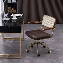 modern Simple Office Chair Home Comfortable Computer Chair Office Chairs for Bedroom Rattan backrest Chair Retro Swivel Chair