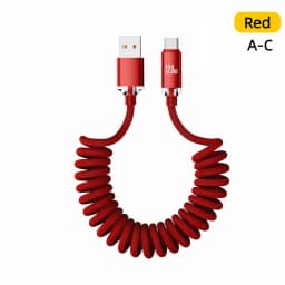 NNBILI 120W Fast Charging Type-C Cables A-C and C-C Retractable Coiled Charger Wire Sturdy Nylon Braided Cord for IPhone Samsun