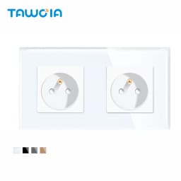 TAWOIA French Polish Power Socket Touch Switch Glass Panel USB Double Outlet Triple Wall Sockets Button Switch Fits E-type Plugs