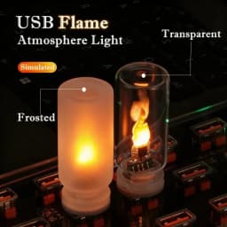 USB Flame Flickering Night Light 5v Frosted Clear Glass LED Flickering Dynamic Candle Light DIY Car Home Atmosphere Lighting