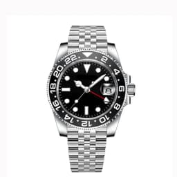40MM Custom Logo New Men Quart Wristwatch Jubilee Stainless Quartz GMT Watch Sapphire Glass Men Watches Waterproof Luminous