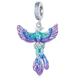 WOSTU 925 Sterling Silver Flying Dragon Charms Pendant Colorful Phoenix Beads Fit Original DIY Bracelet Wholesale