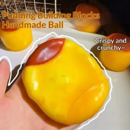 Caramel Pudding Squeeze Toy Crispy Crunch Sound Stress Relief Sensory Fidget Toy for Kids Adults Fun Food Shaped Desk Decor Gift