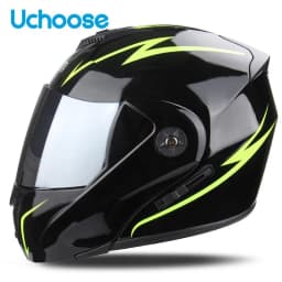 Uchoose Unisex Motorcycle Helmet DOT Certification Double Lens Cross Section Helmet Safety Modular Flip Helm Helmet With Visor
