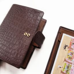 Genuine Leather A6 Personal Notebook Diary Planner Croc Grain 26mm Rings Journal Stationery Notepad Agenda Organizer Big Pocket