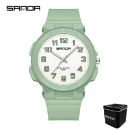 Sanda 6123 Trendy Design Soft Student Watch TPU Strap 50M Depth Waterproof Quartz Movement Children Fashion Sports Wrist Watch