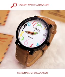 YAZOLE Children's Watch Creactive Pencil Pointer Quartz Watch Leather Belt Fashion Sport Watch for Kids Boys Girls Montre Enfant