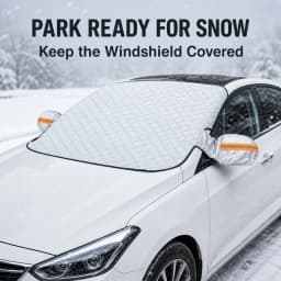 Car Windshield Cover for Snow and Ice with Side Mirror Covers, Silver Winter Frost Protector, 57.09 X 43.31 Inches, Front Windshield Coverage for Outdoor Parking at Home, at Work or in Driveways