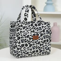 New Large-Capacity Lunch Bag, Thickened Fabric Lining with Aluminum Foil, Leopard Print, Handbag, Lunch Box Storage Bag