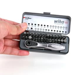 Wiha 32 Pieces GoBox Standard Batch Head Set, mini 72 Tooth Ratchet Wrench, Magnetic Batch Head 1/4 inch Precision Tool 74984