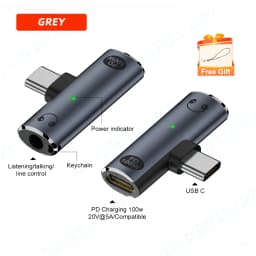 2 in 1 Type C Headphone Charging Jack AUX Audio Adapter PD100W USB C to 3.5mm HiFi Earphone Connector for iPad Samsung Huawei