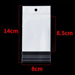 50-100pcs White Seal Bag Plastic Self Adhesive Hang Packaging Transparent Visible Poly Bag for DIY Jewelry Display Retail Pack
