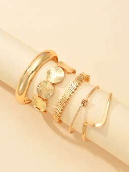 Retro Boho Minimalist Bracelets Set For Women Luxury Exaggerated Geometric Design Wide Metal Bangles Daily Wear Jewelry Gift New