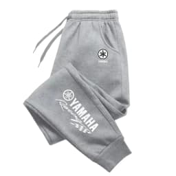 Yamaha logo letter printed multifunctional drawstring casual pants for men, loose straight leg sports pants