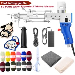 Tufting Gun 2in1 Set with Fabric Carpet Trimmer 5-40 Stitch/sec Adjustable Speed Electric Carpet Gun,7-21mm Focking Machine
