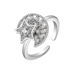 SMJEL Flower Shiny Rhinestone Rotatable Fidget Spinner Ring for Women Anti Anxiety Butterfly Animal Design Anti Stress Accessory
