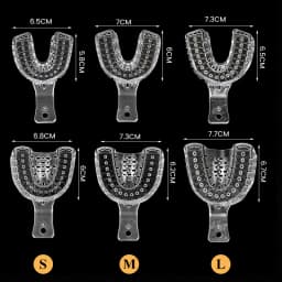 3 Pairs Dental Implant Tray Plastic Teeth Holder Full Mouth Partial Mold Tray Disposable Impression Trays S/M/L Dentist Tools