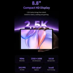 Teclast T60 Mini Android 17 Tablet 8.8" 2.5K LCD 90Hz 343PPI TDDI Display 8GB RAM+40GB Expansion+128GB ROM T7300 8 Core 4G LTE