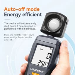 LODESTAR LD383 Light Meter Digital Illuminance Meter Handheld Ambient Temperature Measurer with Range up to 200,000 Lux Luxmeter