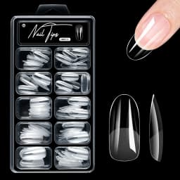 100pcs Almond Square Traceless Transparent False Nail Stickers Full Cover Pressed Nail Acrylic Suitable for Nail Art Extension