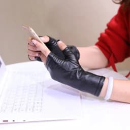 Half-finger leather lace, soft and warm in autumn and winter, plus velvet fingerless short leather gloves, non-slip driving S91