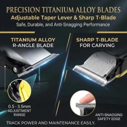 Professional Cordless Hair Clipper Set for Men Rechargeable Electric Trimmer LED Display T-Blade Barber Kit with 8 Combs Scissors & Cape