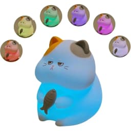 Cute Cat Silicone Night Light with 3 Brightness Levels, 6 Color Changing Modes, 30-Min Auto Off & Tap Control, Soft Bedside Lamp