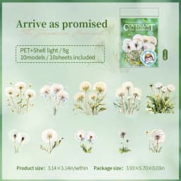 10 pcs Dandelion stickers DIY Scrapbooking Planner Collage Diary Supplies Aesthetics Sticker Stationery