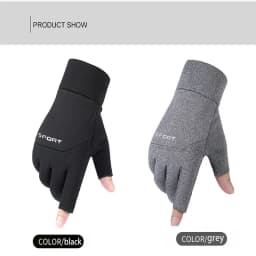 Spring Style Two Finger Gloves with Neutral Universal Fleece Fishing Protection and Anti Slip Gloves for Outdoor Cycling