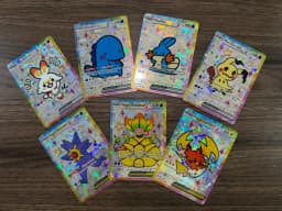 55Pcs Chibi DIY Card Poke Collection PTCG Holographic Cute Anime Version Classical Cards Gengar Charizard Eevee Pocket Monster