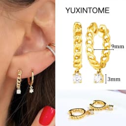 Pave Micro Crystal North Star Hoop Earrings Punk 925 Sterling Silver Ear Needle Twist Gold Earrings For Women Minimalist Jewelry