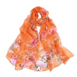 Summer Embroidered Silk Scarf Sun-Resistant Breathable Long Wraps Smooth Chiffon Sunscreen Hijab for Women