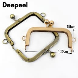 Deepeel 1/2/4Pcs 10.5cm Metal Square Purse Frame Sew in Kiss Lock Clasps for Crochet Bag Wallet Coin Purses DIY Sewing Supplies