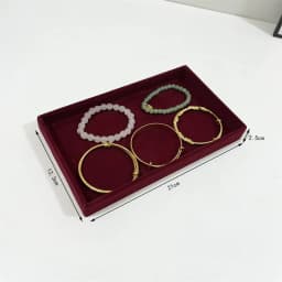 Dark red fabric Jewelry Box Earrings Studs Rings bracelet storage holder Household dressing table drawer Jewelry collection tray
