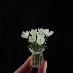 1Set Dollhouse Simulation Mini Flowers Handcrafted Floral Sculpture Floral Bouquet With Vase Lifelike Glass Flowers Gift