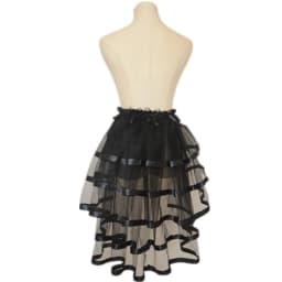 E15F Women's Elastic Waist Layered Long Tulle Skirt Ruffled Mesh Overskirt For Stage Performances Game Wear