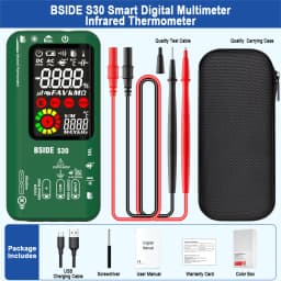 BSIDE Digital Multimeter Smart Infrared Temperature 15V Diode LED Tester True RMS 9999 DC AC Voltage Rechargeable Multiteter DMM