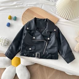 2 3 4 5 6 8 Years Girls Jacket Spring Autumn New Fashion Artificial Leather Coat For Kids Leisure Stain Resistant Outerwear