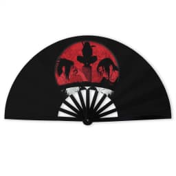 Anime U-Uchihaes Sasuke Japan Folding Hand Fan Custom Red Cloud Polyester Fabric Fan Novelty Summer Accessory Decorative Fans