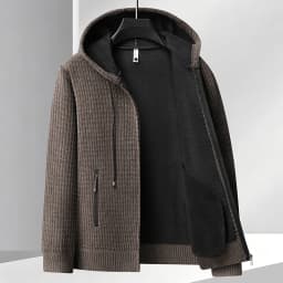 Legible Autumn Winter Casual Sweaters Men Solid Color Hooded Sweatercoats Male Loose Zip-up Knitted Cardigan Man