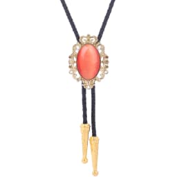 BRONZE GEM Bolo Tie Western Cowboy Opal Rodeo Leather Necktie