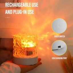 Rechargeable 16 Color LED Water Ripple Projector Night Light Remote Control Bedroom Ambient Lamp RGB Dimmable Crystal Table Lamp