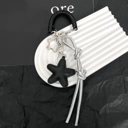 PU Leather Star and Ball Pendant Love Heart Ring Keychain Women Bag Decoration Backpace Accessories for Daily Use or Party Gifts