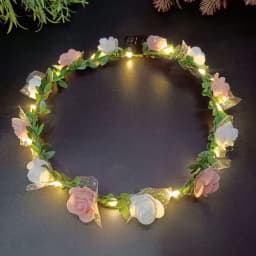 Elegant Simulation Rose Flower Wreath Headband Luminous Tiara Flower Crowns LED Light Garland Glowing Wreath Wedding