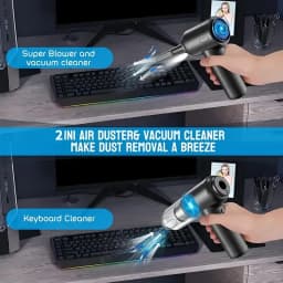 2 In 1 Compressed Air Duster Cordless Dust Blower Rechargeable Blow and Suck Vacuum Cleaner Electric For Computer Keyboard Sofa