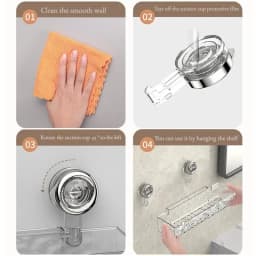 Shower Room Suction Cup Bathroom Storage Shelf Basket Home Storage Organizer Shelf Decorative Easy Install Bathroom Organizer